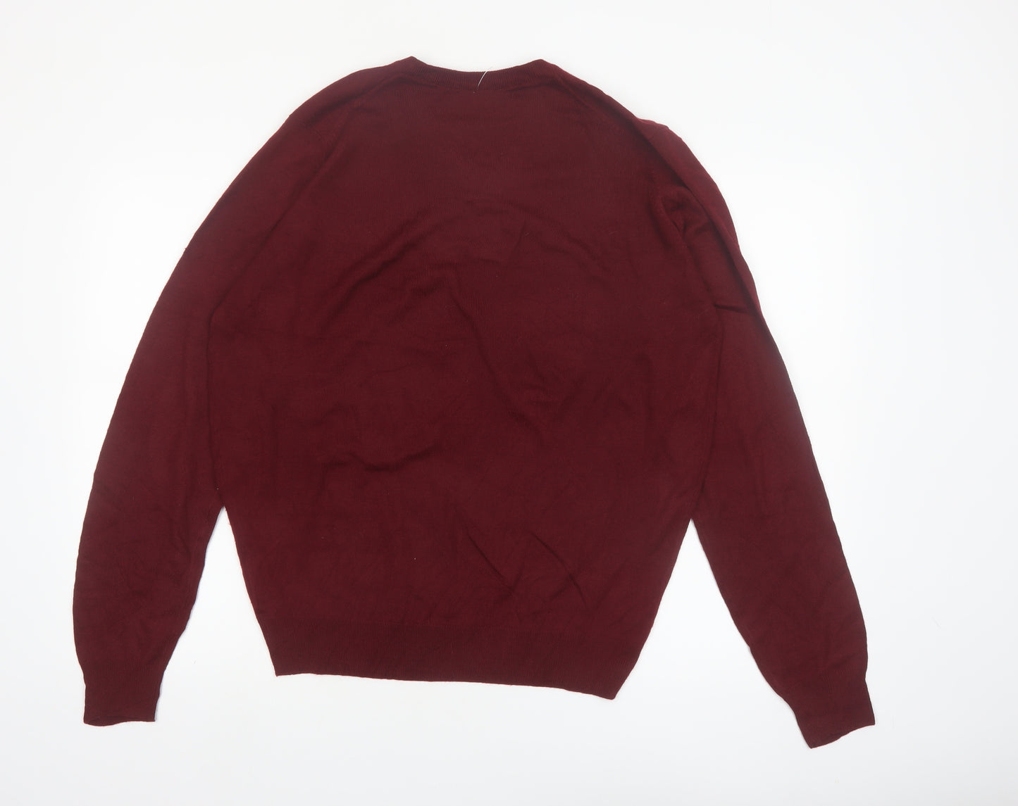 James Pringle Men's Red V-Neck Acrylic Pullover Jumper M