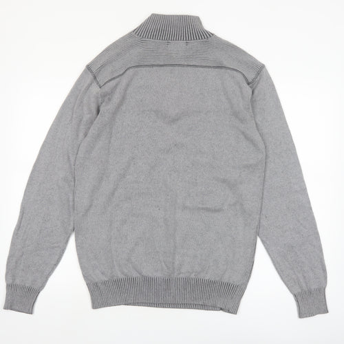Park Slope Men’s Grey Cotton 1/4 Zip Knit Jumper Size L