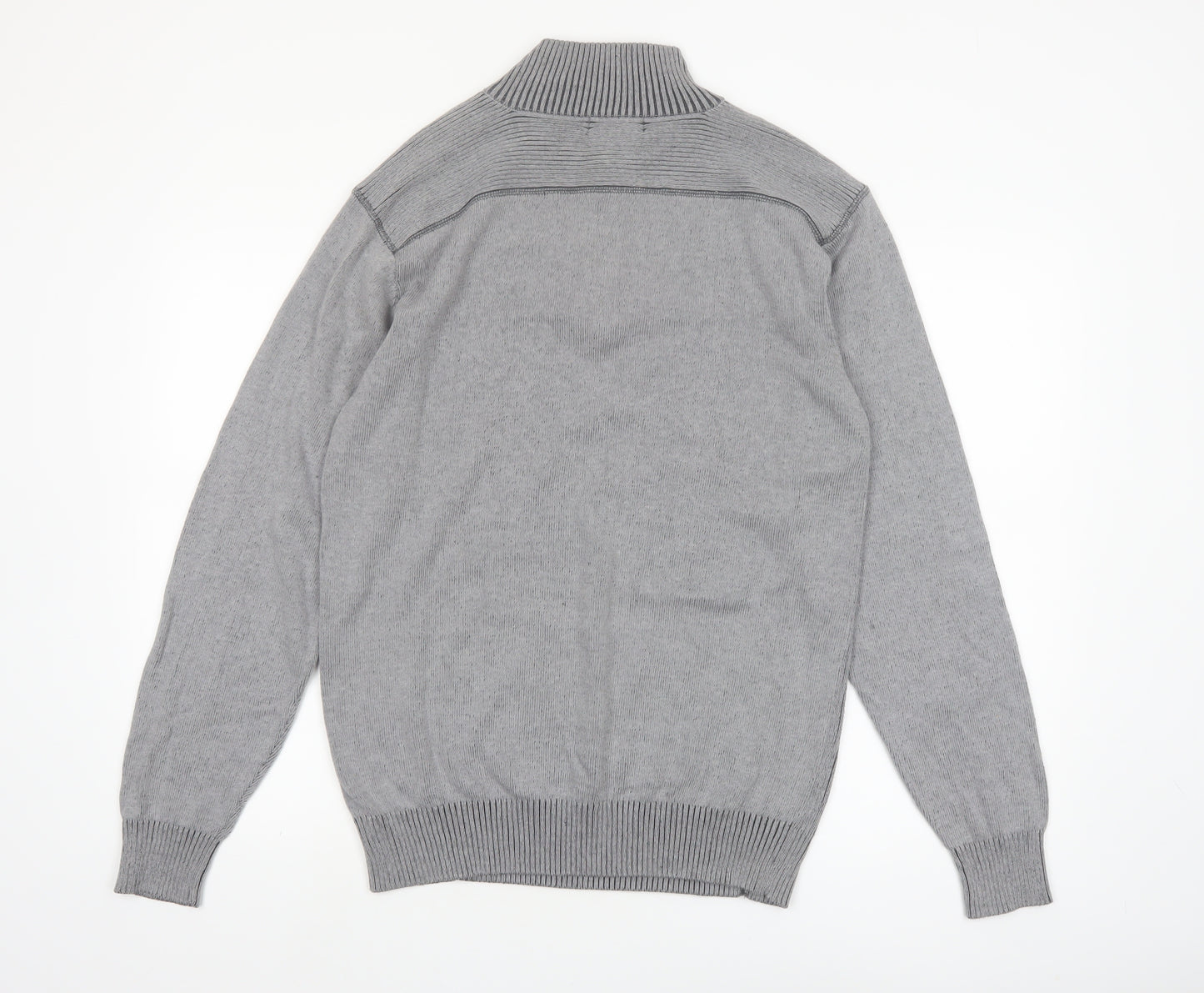 Park Slope Men’s Grey Cotton 1/4 Zip Knit Jumper Size L