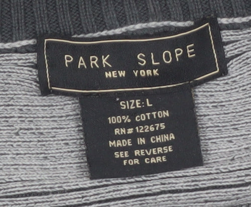 Park Slope Men’s Grey Cotton 1/4 Zip Knit Jumper Size L