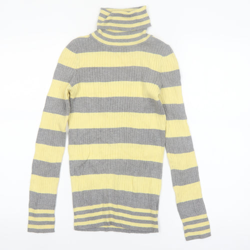 L.e.i. Teens Yellow Grey Striped Roll Neck Jumper S