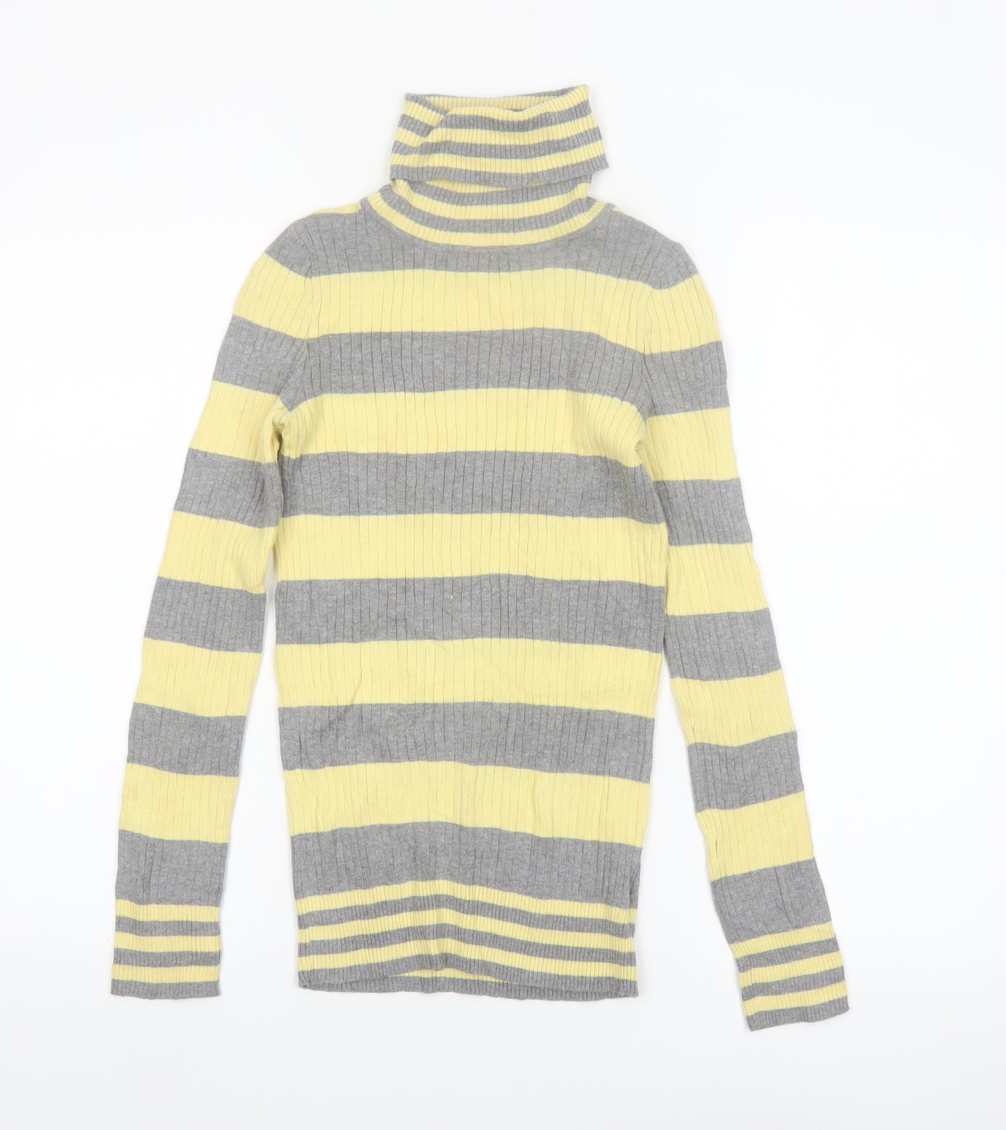 L.e.i. Teens Yellow Grey Striped Roll Neck Jumper S