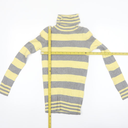 L.e.i. Teens Yellow Grey Striped Roll Neck Jumper S