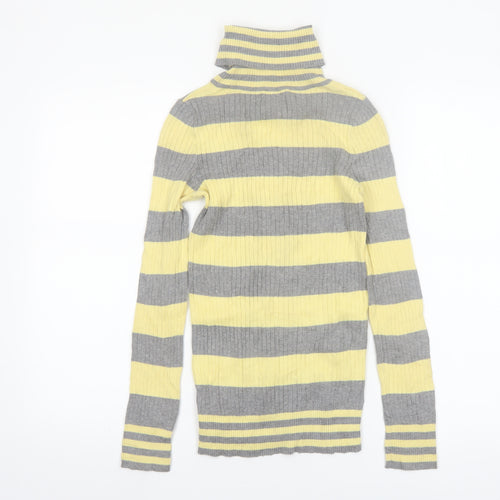L.e.i. Teens Yellow Grey Striped Roll Neck Jumper S