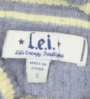 L.e.i. Teens Yellow Grey Striped Roll Neck Jumper S