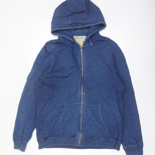 John Lewis & Co. Men Blue XL Full Zip Cotton Hoodie