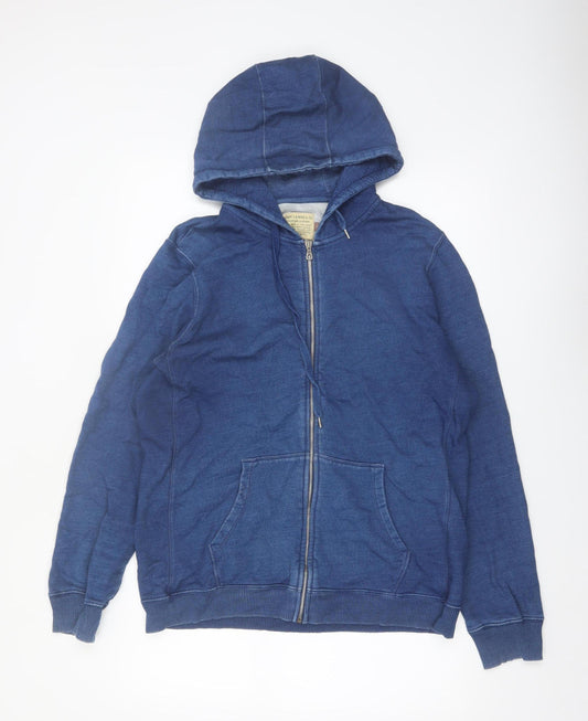 John Lewis & Co. Men Blue XL Full Zip Cotton Hoodie