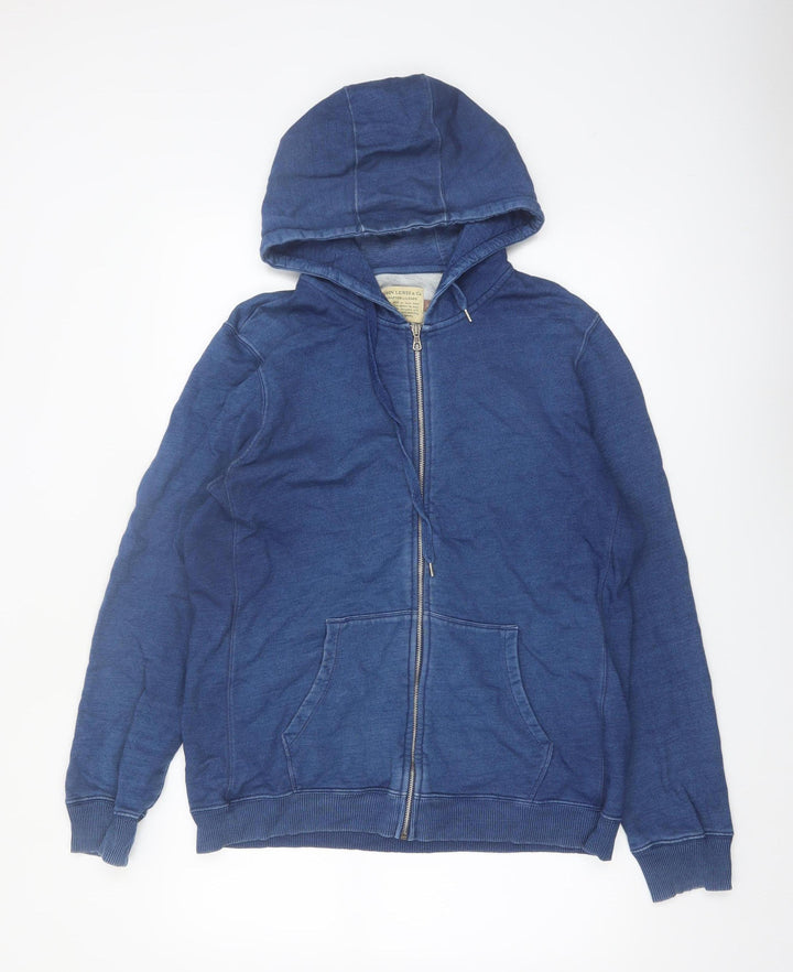 John Lewis & Co. Men Blue XL Full Zip Cotton Hoodie