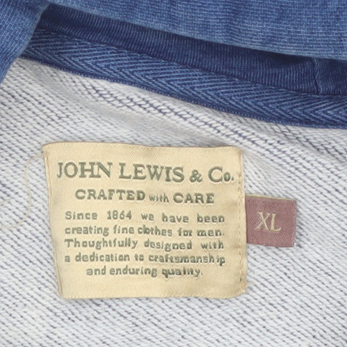 John Lewis & Co. Men Blue XL Full Zip Cotton Hoodie