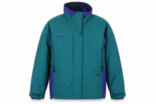 Front view of Columbia Women's Green Retro Ski Jacket M Winter Waterproof Outdoor Coat