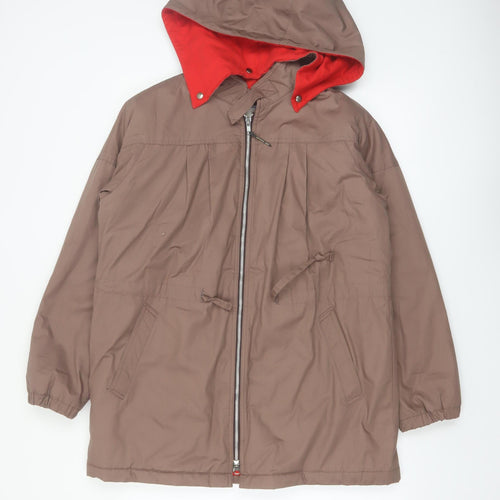 London Fog Women's Brown Hooded Parka Coat Size 8 Lined Water Resistant