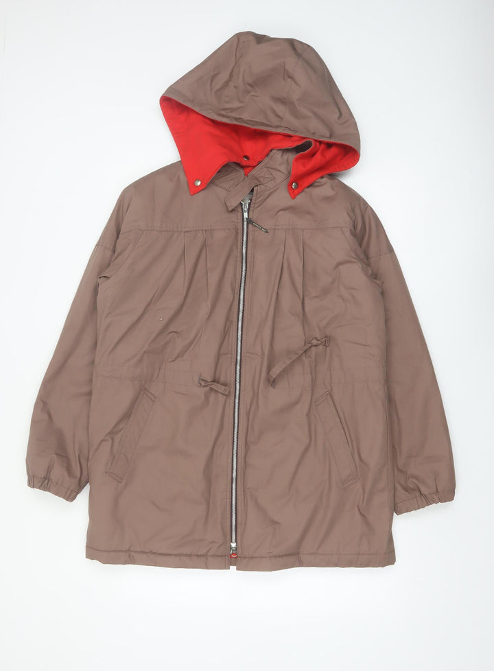 London Fog Women's Brown Hooded Parka Coat Size 8 Lined Water Resistant