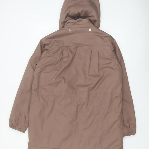 London Fog Women's Brown Hooded Parka Coat Size 8 Lined Water Resistant