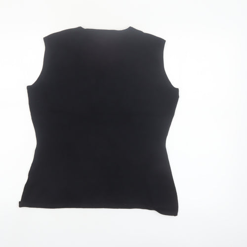 NÖH Women's Black Sleeveless Sequin V-Neck Knit Tank Top Size M