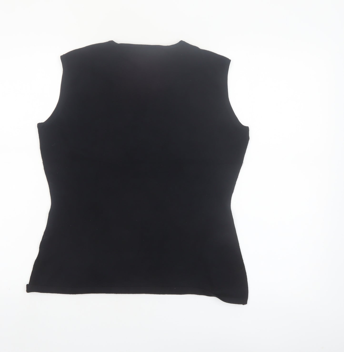 NÖH Women's Black Sleeveless Sequin V-Neck Knit Tank Top Size M
