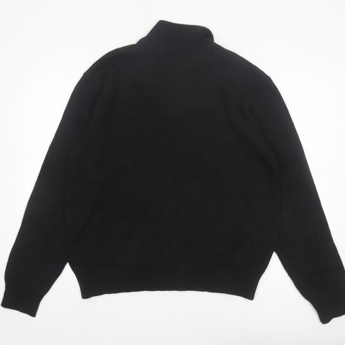 American Living Men’s Black Fair Isle Cotton Henley Jumper L