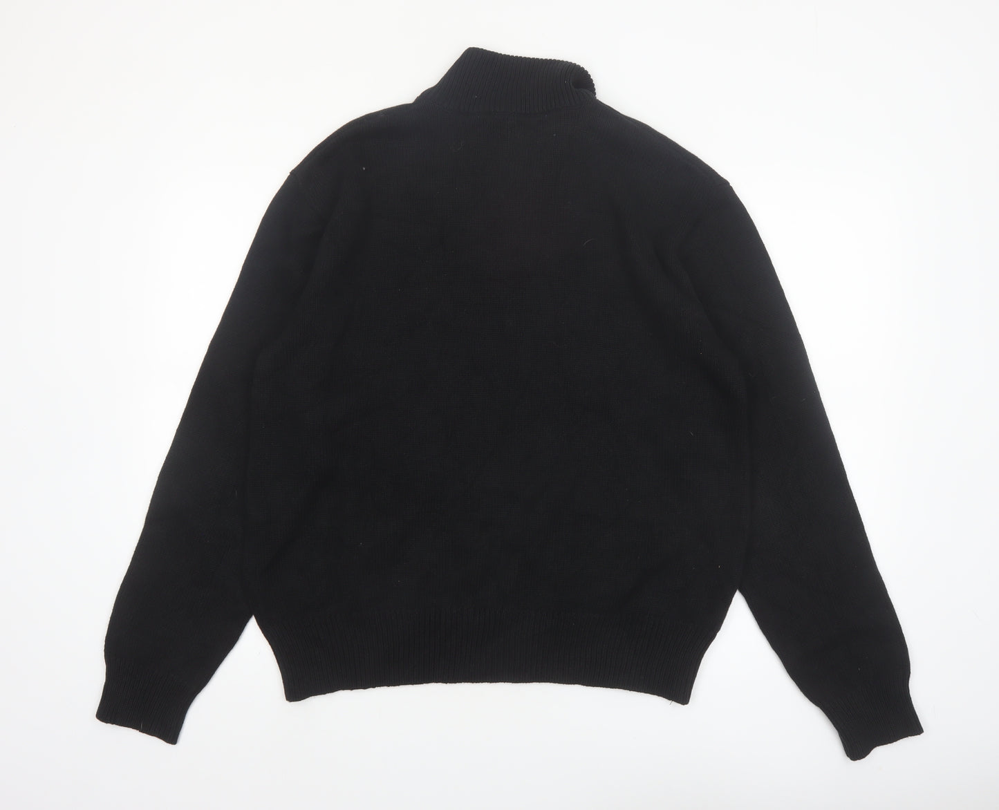 American Living Men’s Black Fair Isle Cotton Henley Jumper L