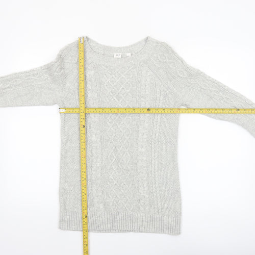 GAP Women’s Grey Cable-Knit Cotton Jumper Size S Crew Neck