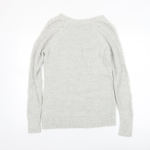 GAP Women’s Grey Cable-Knit Cotton Jumper Size S Crew Neck