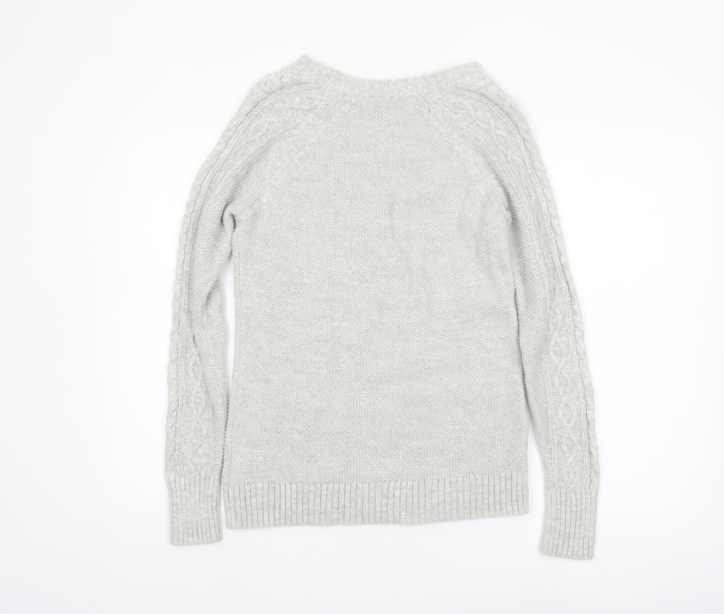 GAP Women’s Grey Cable-Knit Cotton Jumper Size S Crew Neck