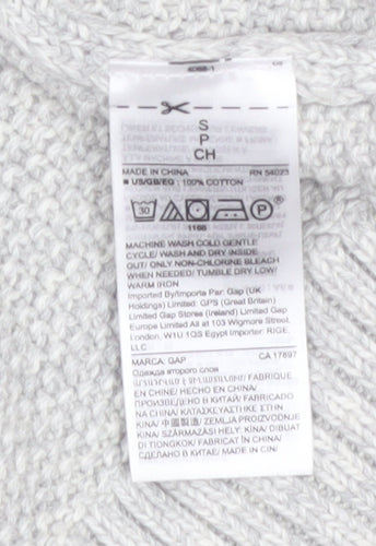 GAP Women’s Grey Cable-Knit Cotton Jumper Size S Crew Neck