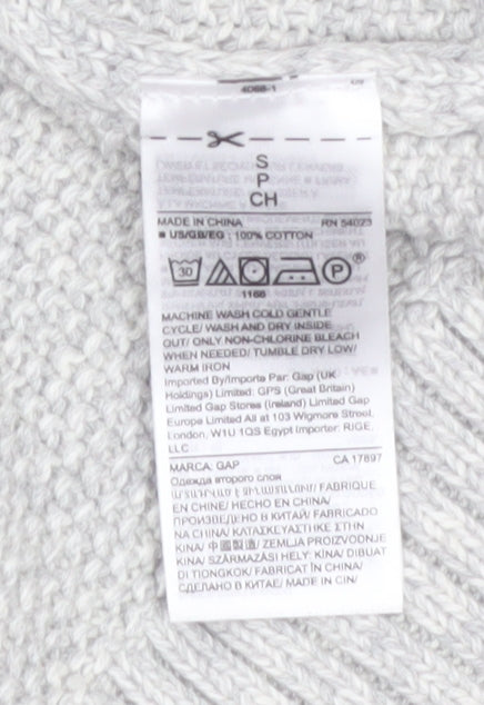 GAP Women’s Grey Cable-Knit Cotton Jumper Size S Crew Neck