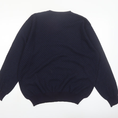 Segreto Men's Blue Wool V-Neck Pullover Jumper Size L