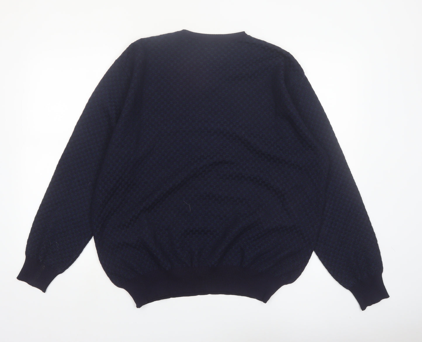 Segreto Men's Blue Wool V-Neck Pullover Jumper Size L