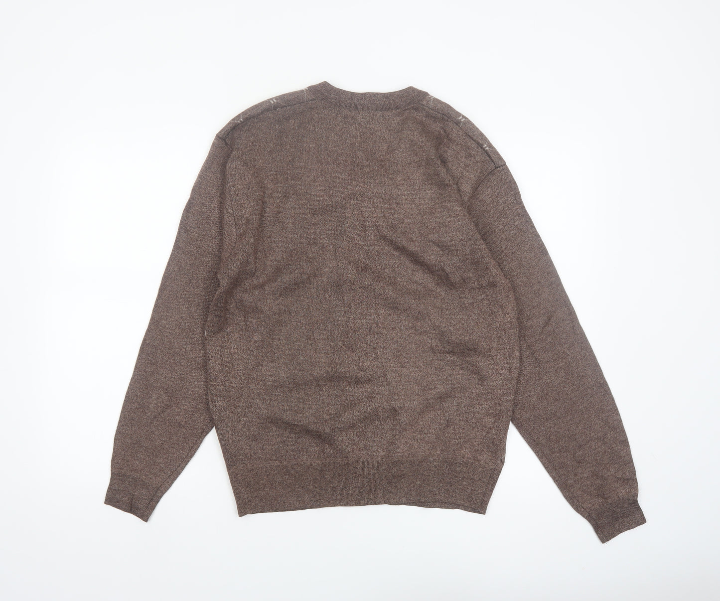 Vieste Men's Brown Argyle V-Neck Wool Blend Jumper M