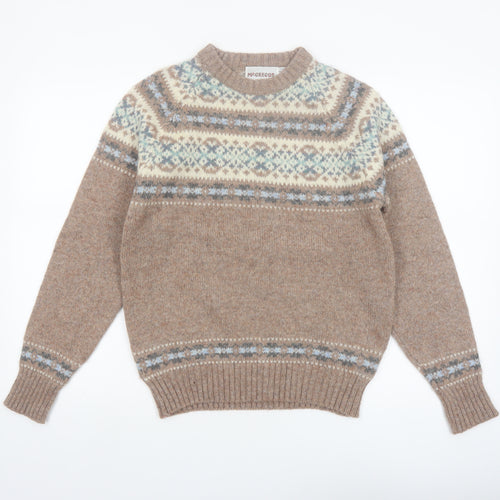 McGregor Men's Beige Wool Fair Isle Pullover Jumper Size S