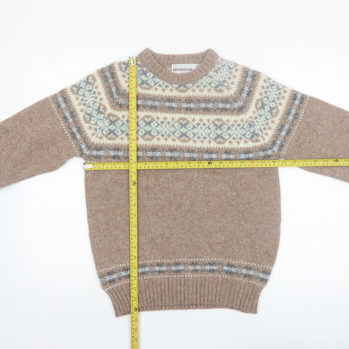 McGregor Men's Beige Wool Fair Isle Pullover Jumper Size S