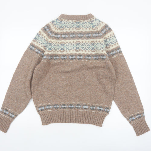 McGregor Men's Beige Wool Fair Isle Pullover Jumper Size S
