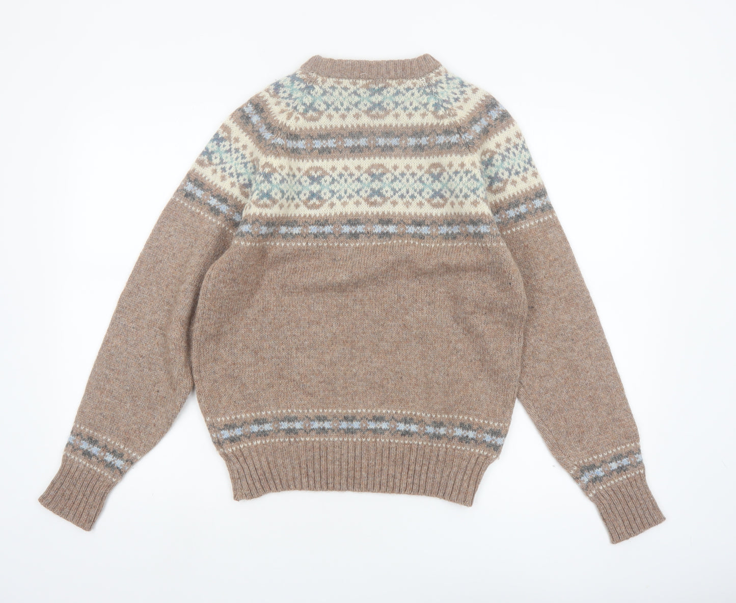 McGregor Men's Beige Wool Fair Isle Pullover Jumper Size S