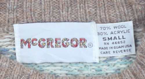 McGregor Men's Beige Wool Fair Isle Pullover Jumper Size S