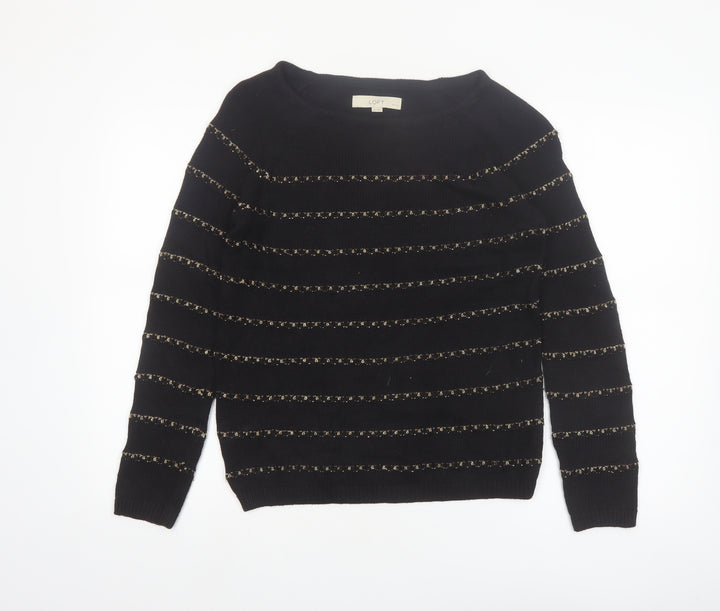 Ann Taylor Loft Women's Black Petite Medium Striped Pullover Jumper