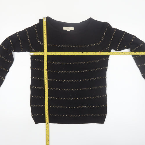 Ann Taylor Loft Women's Black Petite Medium Striped Pullover Jumper