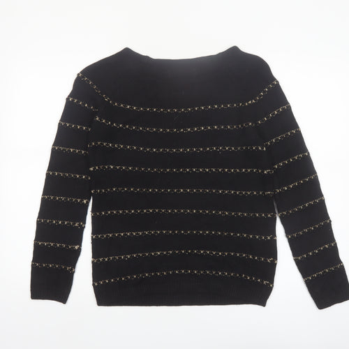 Ann Taylor Loft Women's Black Petite Medium Striped Pullover Jumper