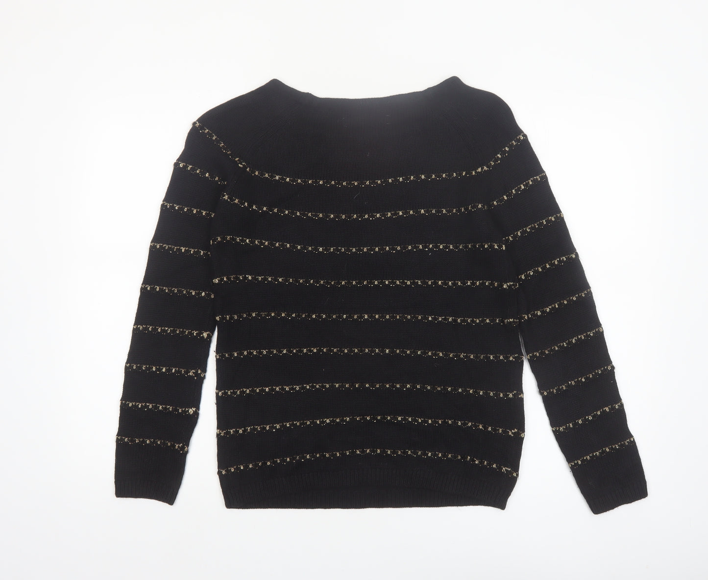 Ann Taylor Loft Women's Black Petite Medium Striped Pullover Jumper