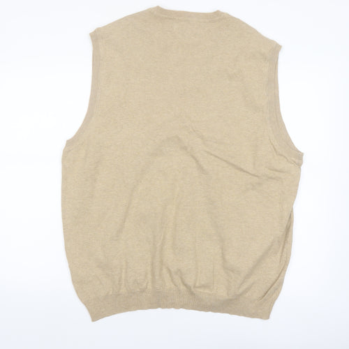 Club Room Men's Beige XL Sleeveless V-Neck Cotton Knit Jumper Vest