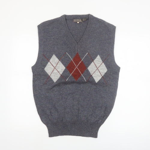 Eleven Sixty Six Men's Grey Argyle Wool Blend Sleeveless Vest L