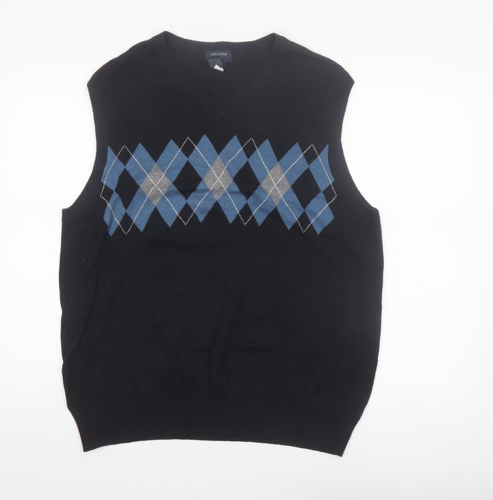 Dockers Men’s Black Argyle Cotton Knit Sleeveless Vest L