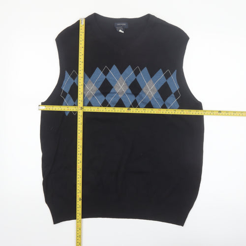 Dockers Men’s Black Argyle Cotton Knit Sleeveless Vest L