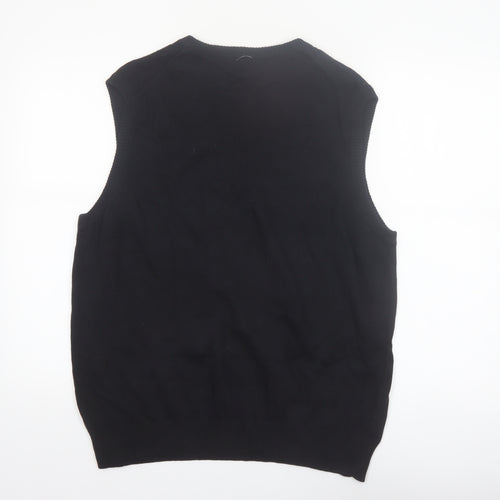 Dockers Men’s Black Argyle Cotton Knit Sleeveless Vest L