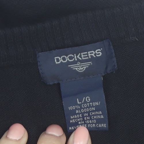 Dockers Men’s Black Argyle Cotton Knit Sleeveless Vest L