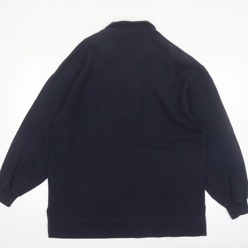 Marks and Spencer Men's Navy Long Sleeve Cotton Polo Shirt Medium