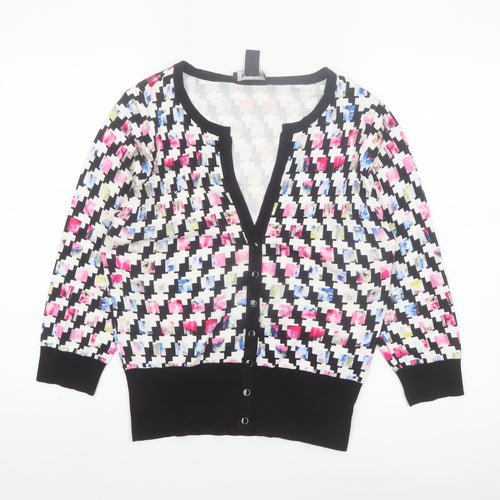 White House Black Market Women’s Multicoloured L Geometric V-Neck Cardigan