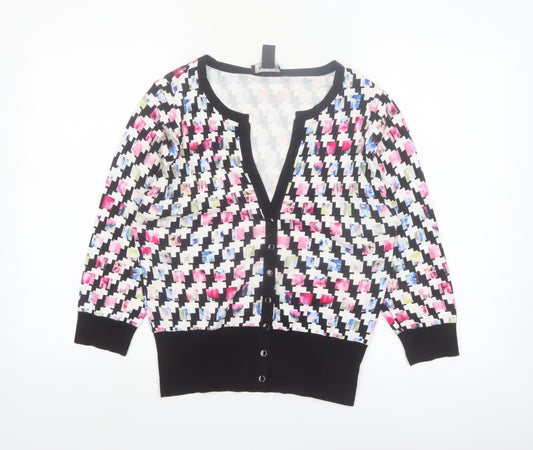 White House Black Market Women’s Multicoloured L Geometric V-Neck Cardigan