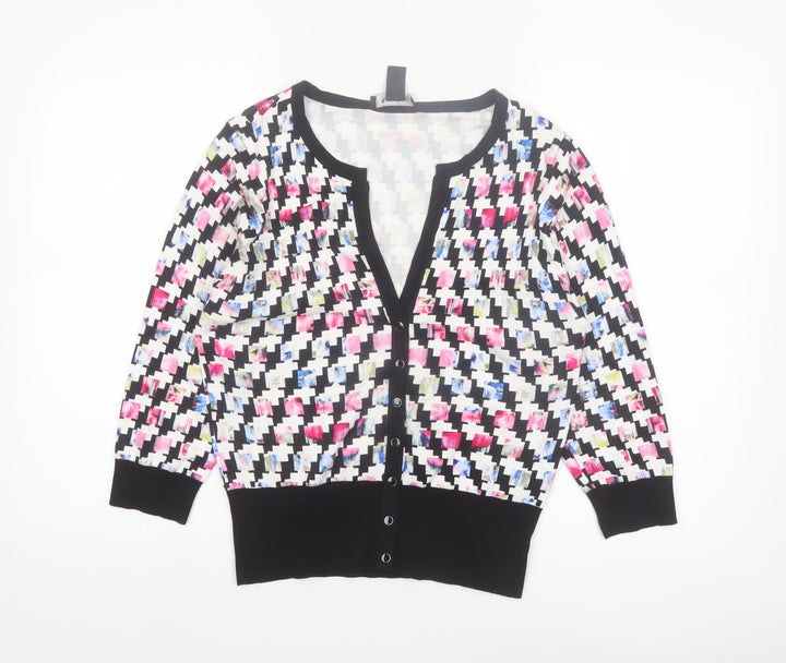White House Black Market Women’s Multicoloured L Geometric V-Neck Cardigan