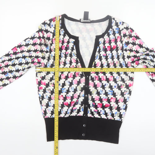 White House Black Market Women’s Multicoloured L Geometric V-Neck Cardigan