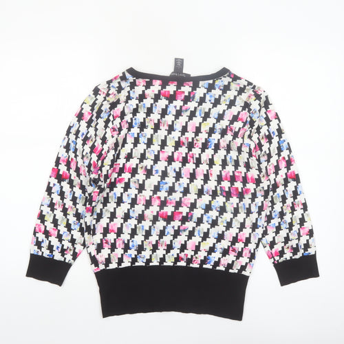 White House Black Market Women’s Multicoloured L Geometric V-Neck Cardigan